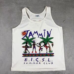 Cyrk Jammin Summer Club Tank Top Mens  White Excellent 1994 Vintage Surf Graphic